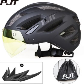 Resim PJT Yetişkin Unisex Bisiklet Kaskı - Çıkarılabilir Vizör/Gölge Tasarımı, Çoklu Mod Geçişi, Gri/Renkli/Sarı/Şeffaf Lens Seçenekleri + Taşınabilir Saklama Çantası İle Birlikte 