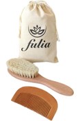 Resim Hype Store Fulia Elegance Maxi Boy Doğal Keçi Kılı Bebek Saç Fırçası Ve Doğal Ahşap Tarak 2'li Set 