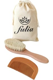 Resim Hype Store Fulia Elegance Maxi Boy Doğal Keçi Kılı Bebek Saç Fırçası Ve Doğal Ahşap Tarak 2'li Set 