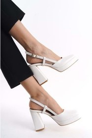Resim Kids Club Shoes Feles Jane Jane Platform Topuk Kadın Klasik Topuklu Ayakkabı BEYAZ 