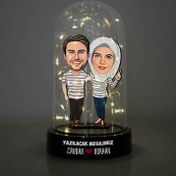 Resim Mükemmel Sevgililer Karikatürlü Işıklı Fanus Biblo 