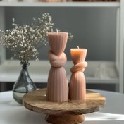 Resim 1 adet LEQU Mutlu ve Eğlenceli Silikon Reçine Döküm Kalıpları, 3D Çizgili Düğüm Sütun Tasarımı, Düzensiz Şekil, Kare, DIY Mum Tutucu Süslemesi için 