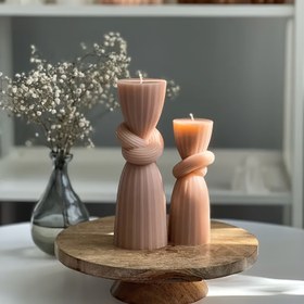 Resim 1 adet LEQU Mutlu ve Eğlenceli Silikon Reçine Döküm Kalıpları, 3D Çizgili Düğüm Sütun Tasarımı, Düzensiz Şekil, Kare, DIY Mum Tutucu Süslemesi için 