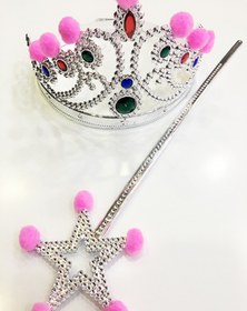 Resim HALL BREATHE Pembe Ponponlu Gümüş Renk Prenses Takı Seti, Eğlence ve Oyun İçin Harika Bir Seçim 