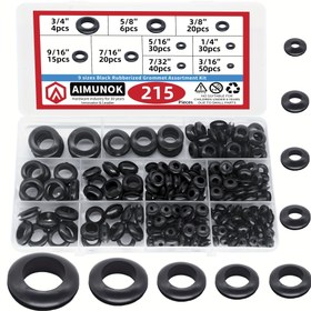 Resim 215 Parça Kauçuk Gözlük Seti, 9 Boyutlu Gözlük Halka Contası 3/16" 7/32" 1/4" 5/16" 3/8" 7/16" 9/16" 5/8" 3/4" Siyah 