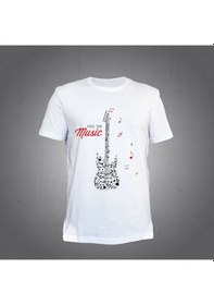 Resim Herşey Nota Gitar Beyaz Feel The Music T-shirt Unisex 001 