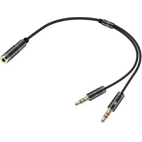 Resim Boblov Kulaklık Mikrofon Ayırıcı Y Kablo 3.5 mm Dişi To 2 x 3.5 mm Erkek 