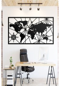 Resim Pusula Metal Dünya Haritası 