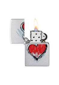 Resim Zippo Heart Dizayn Çakmak Gri 