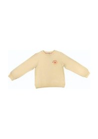 Resim Kız Çocuk Çiçek Desenli Pamuklu Sweatshirt-14280 Bej 