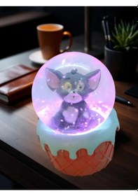 Resim Tom Figürlü 9cmx8cm Ebat Pilli Işıklı Dekoratif Kar Küre 9cm X 8cm 