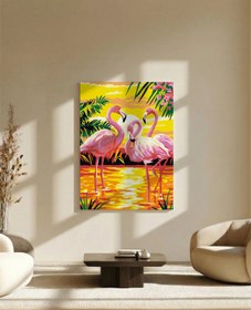 Resim Tabdiko Sayılarla Boyama Seti 40 x 50 cm Tuval Şasesine Gerili Flamingo Ailesi 
