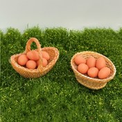 Resim 14 adet Miniature Chicken Egg & Basket Set - 8 yumurta içeren iki sepetli gerçekçi reçine model, iç/dış mekan gösterimi için ideal, ev, bahçe veya araba için koleksiyon miniatur dekor, dış mekan dekor|Çekici dekor|Detaylı el işçiliği, mini mobilya 