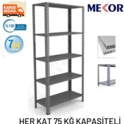 Resim Mekoraf 43 X 93 5 Katlı 2.5 Metre Yükseklik Raf Sistemi Gri 