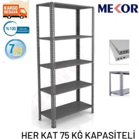 Resim Mekoraf 43 X 93 5 Katlı 2.5 Metre Yükseklik Raf Sistemi Gri 