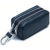 Resim Chenkestoreone Royal Blue Çift Fermuarlı Büyük Kapasiteli Deri Anahtarlık Cüzdan 