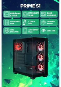 Resim Game Garaj Prime S1 R5-7500F 32 GB 1 TB SSD 16 GB RTX5060Ti Free Dos Masaüstü Oyuncu Bilgisayarı 