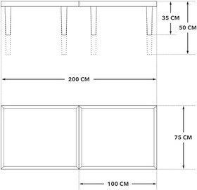 Resim pratikoutdoor Katlanır Kamp, Piknik ve Bahçe Masası 75x200 cm - Ham Naturel Renk 