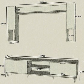 Resim Moonlife Istanbul Dolaplı Kapaklı Tv Ünitesi Siyah 