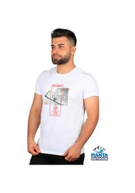 Resim Manta MNT 2406 S. Yaka Pota Baskılı Erkek T-Shirt Beyaz 