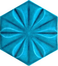 Resim Armada Çini 15x17 Cm Çiçekli Turkuaz Altıgen Seramik 