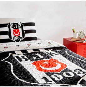 Resim Taç Beşiktaş Lisanslı Tek Kişilik Strıpe Yatak Örtüsü Seti 