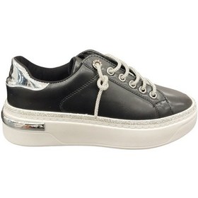 Resim Ventes 8392589z İç Dış Hakiki Deri Ortopedik Taş Detaylı Parlak Bağcıklı Günlük Şık Kadın Casual Ayakkabı Siyah 