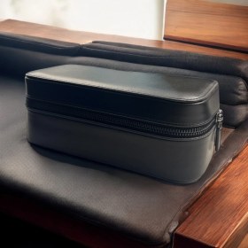 Resim Empressco Stand Market Saat Çantası 3’lü Fermuarlı Saat ve Takı Kutusu - Metal Fermuarlı,el Yapımı Seyahat Kutusu Siyah - Fiyatı, Yorumları 