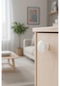 Resim Beyaz Plastik Mantar Düğme Mobilya Kulpu - Tek Vidalı - Dolap Ve Çekmece Kulpu Beyaz 