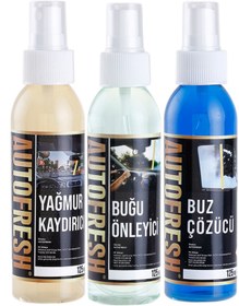 Resim AutoFresh Kışlık 3'lü Oto Bakım Sprey Set Buğu Önleyici Buz Cözücü Yağmur Kaydırıcı 3x125ml 