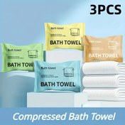 Resim 3 adet Büyük Sıkıştırılmış Banyo Havlusu - Seyahat, Oteller, Plaj Tatilleri ve Ev Kullanımı için Tek Kullanımlık, Kalınlaştırılmış ve Yüksek Emici Havlular, Tek Kullanımlık Havlular 