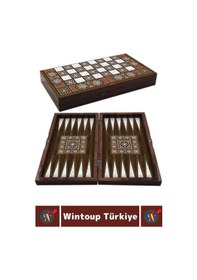 Resim Elit Yüksek Kaliteli Uzun Ömürlü Aile Ev Arkadaş Kahve Cafe Oyun Takımı Sedef Masif Tavla Takımı 