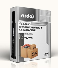 Resim Sırdaş Permanent Marker 400 12'li Paket Kesik Uç Siyah Kalem 