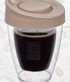Resim Çift Cidarlı Espresso Kahve Bardağı Kapaklı El Yakmaz Bardak Americano Latte Coffe Çay 