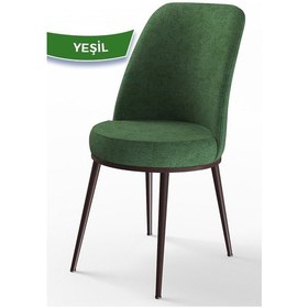 Resim Canisa Concept Dexa Serisi Yeşil Sandalye -ayakları Kahverengi 1.sınıf Mutfak Sandalyesi Silinebilir Kumaş Yeşil 
