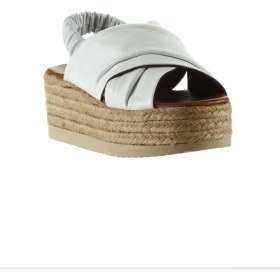 Resim Bueno Shoes Beyaz Deri Kadın Dolgu Topuklu Sandalet 