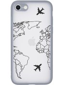 Resim mooodcase Iphone Se 2020 Uyumlu Kamera Lens Korumalı World Map Lines Lüx Telefon Kılıfı 