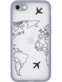 Resim mooodcase Iphone Se 2020 Uyumlu Kamera Lens Korumalı World Map Lines Lüx Telefon Kılıfı 