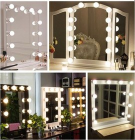 Resim Hollywood Tarzı 10'lu Makyaj Masası Aynası İçin Beyaz Led Işıklı Top Lamba Beyaz 