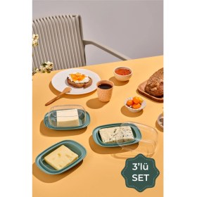 Resim Vienev 3lü Şeffaf Kapaklı Kahvaltılık Saklama Kabı Mint 