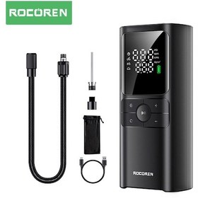Resim Rocoren 150psı 4000mah Şarjlı Taşınabilir Hava Pompası Araç Lastik, Bisiklet, Top Şişirme Powerbank+led Lamba+lcd Ekran 