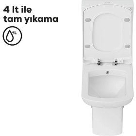 Resim Creavit Lara Beyaz Kanallı Duvara Sıfır Klozet Takım LR360, Creavit Lara Yavaş Kapak 