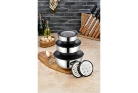 Resim Özbience Paslanmaz Çelik Mutfak Seti, 9 Parça Rende ve Çırpma Kabı ile Tanışın 