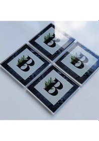 Resim Decorita Cam Bardak Altlığı Harfli Tasarım B Harfi 4'lü Takım 10 x 10 CM Çok Renkli 