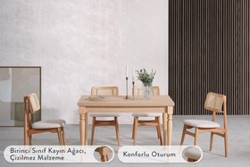 Resim VERA ÇİZİLMEZ AÇILIR MASA TAKIMI, MEŞE, 120X80 