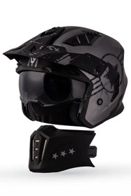 Resim DeadG Helix Colonel Mat Siyah-Antrasit Modüler Kask 