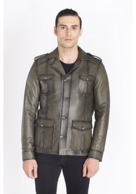 Resim Şahin Deri Eskitme Hakiki Deri Ceket Yeşil 