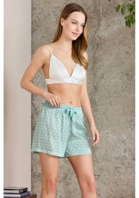Resim Pierre Cardin 1225 Kadın Empirme Saten 3'lü Şort Takım-capri Yeşil 