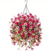 Resim 2 Adet Gerçekçi Pembe & Şeftali Yapay Çiçekli Asılı Daisy Çiçek Sepeti - Dayanıklı Plastik, Bakım Gerektirmez, Bahçe, Veranda, Düğün ve Ev Dekoru için Hava Koşullarına Dirençli - İç/Dış Mekan Mevsimlik Düzenlemeler, Asılabilir Çiçek Sepeti, Veranda Aksesuarları, Bakımsız Çiçekler 