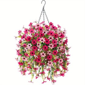 Resim 2 Adet Gerçekçi Pembe & Şeftali Yapay Çiçekli Asılı Daisy Çiçek Sepeti - Dayanıklı Plastik, Bakım Gerektirmez, Bahçe, Veranda, Düğün ve Ev Dekoru için Hava Koşullarına Dirençli - İç/Dış Mekan Mevsimlik Düzenlemeler, Asılabilir Çiçek Sepeti, Veranda Aksesuarları, Bakımsız Çiçekler 